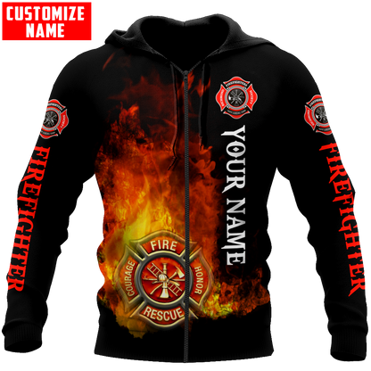 Customize Name Firefighter 3D All Over Printed Unisex Shirts