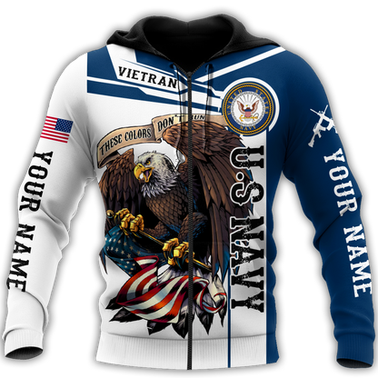 Custom name US Navy Veteran 3d printed shirts Proud Military
