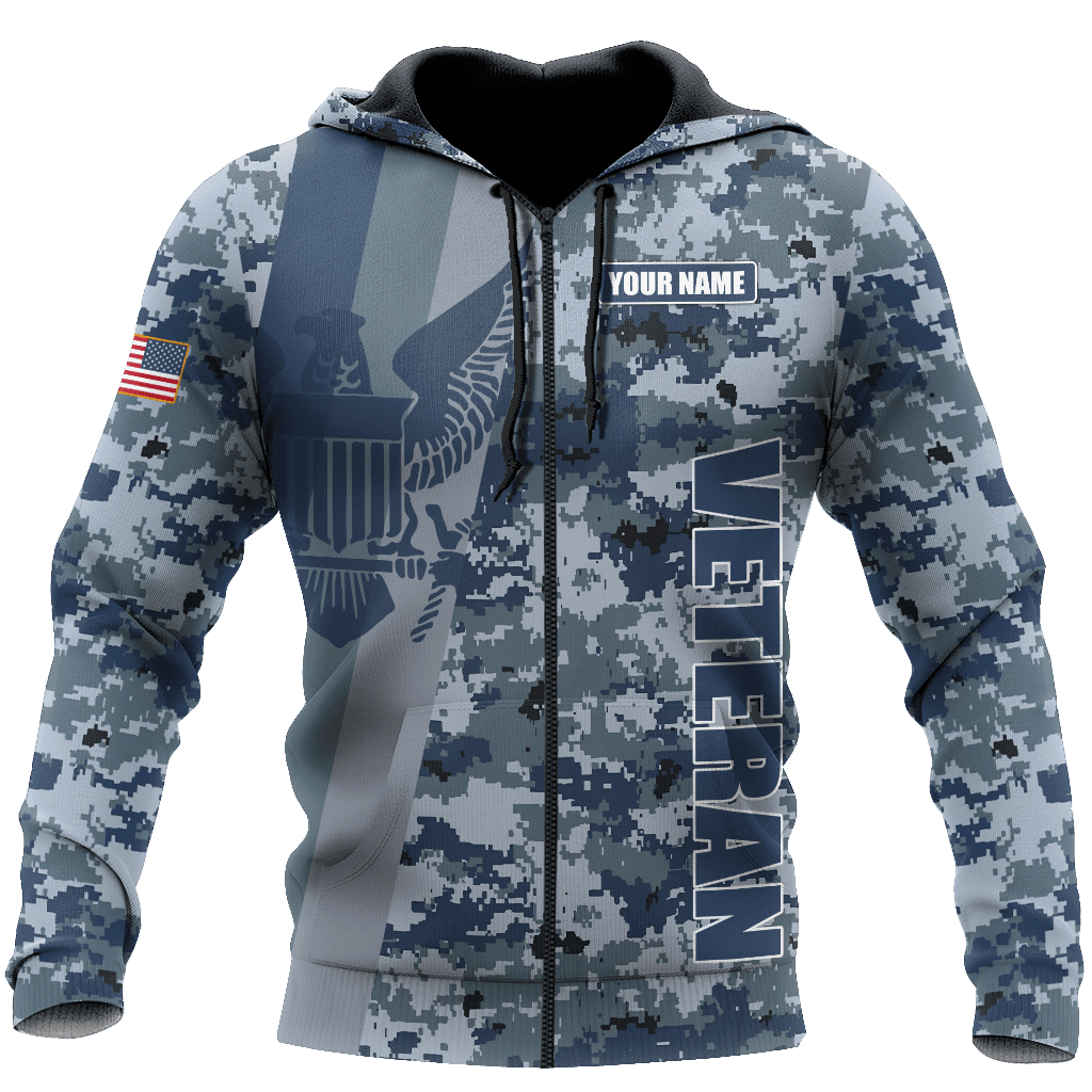 Custom name US Navy Veteran Camo 3d printed shirts Proud Military