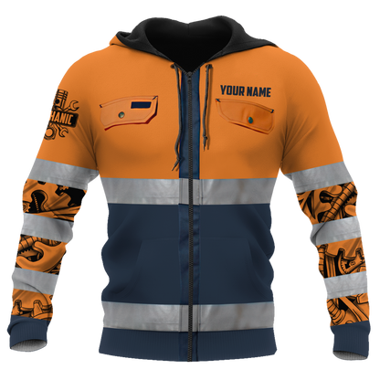 Personalized Mechanic Safety 3D All Over Printed Hoodie For Men and Women TN