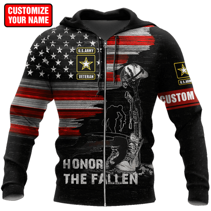 Honor the Fallen US Veteran Personalized Name 3D All Over Printed Hoodie
