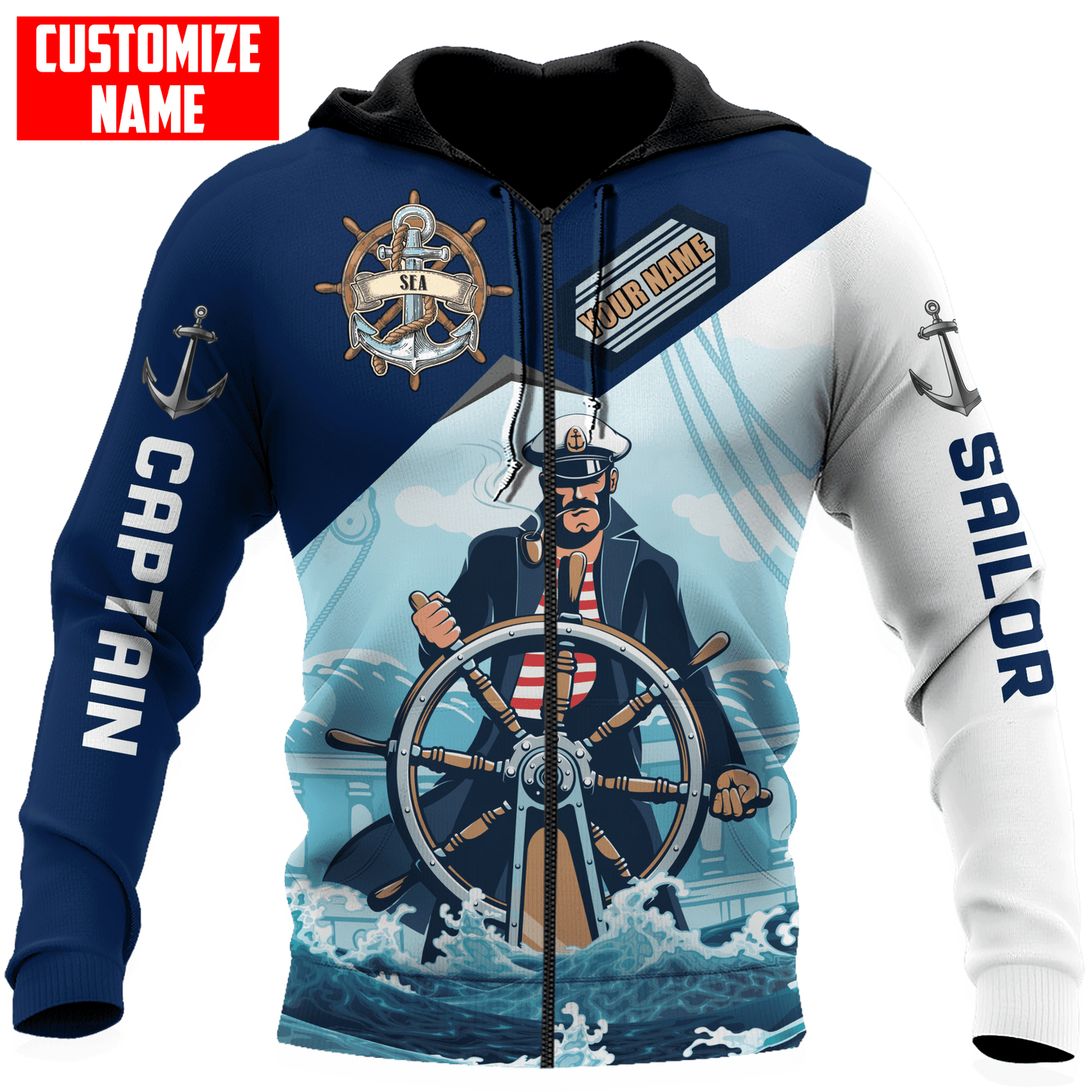 Customized Name Captain Sailor 3D All Over Printed Shirts