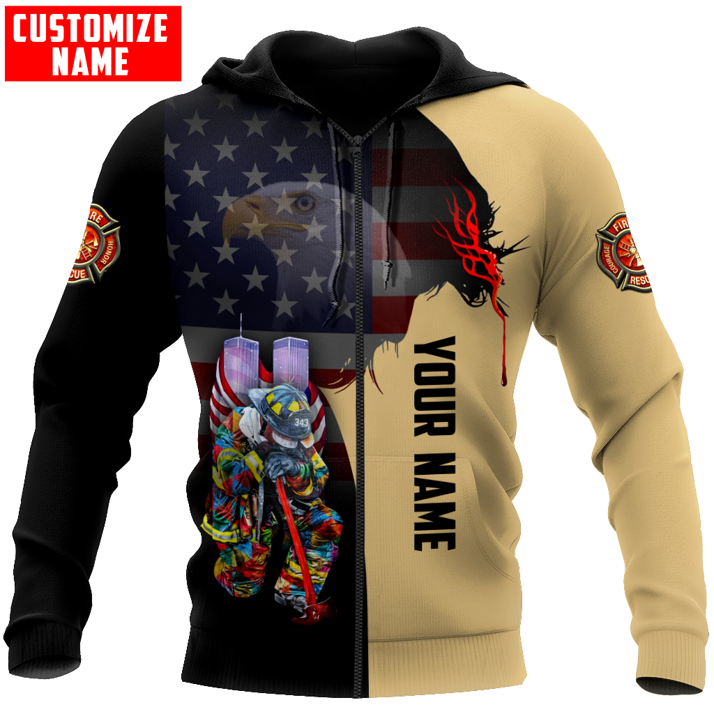Customize Name Firefighter 3D All Over Printed Unisex Shirts