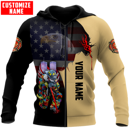 Customize Name Firefighter 3D All Over Printed Unisex Shirts
