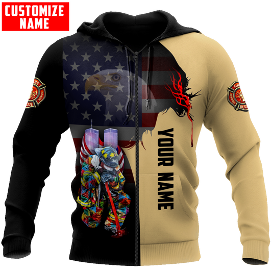 Customize Name Firefighter 3D All Over Printed Unisex Shirts