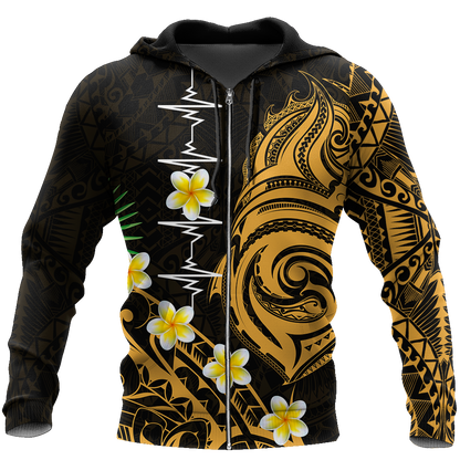 Premium Heartbeat Polynesian 3D All Over Printed Unisex Shirts
