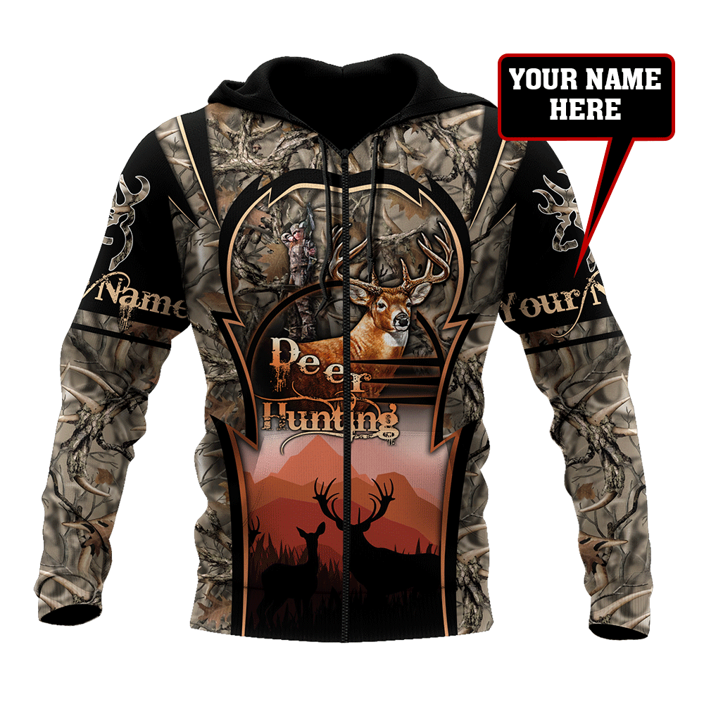 Deer Hunting Persionalized Name 3D All Over Printed Shirts