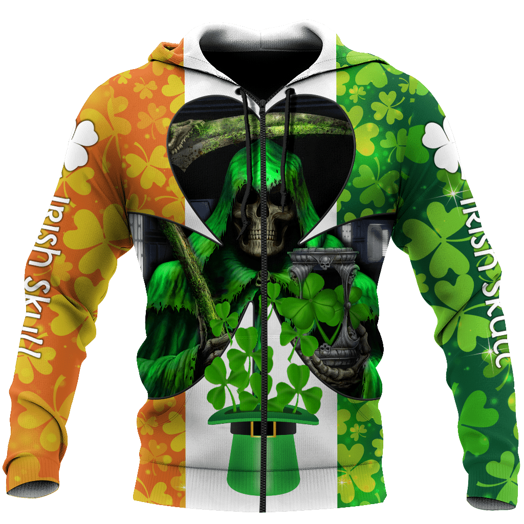 Happy St Patrick's Day Irish Skull 3D All Over Printed Unisex