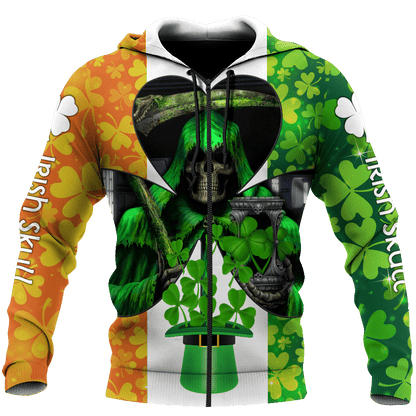 Happy St Patrick's Day Irish Skull 3D All Over Printed Unisex