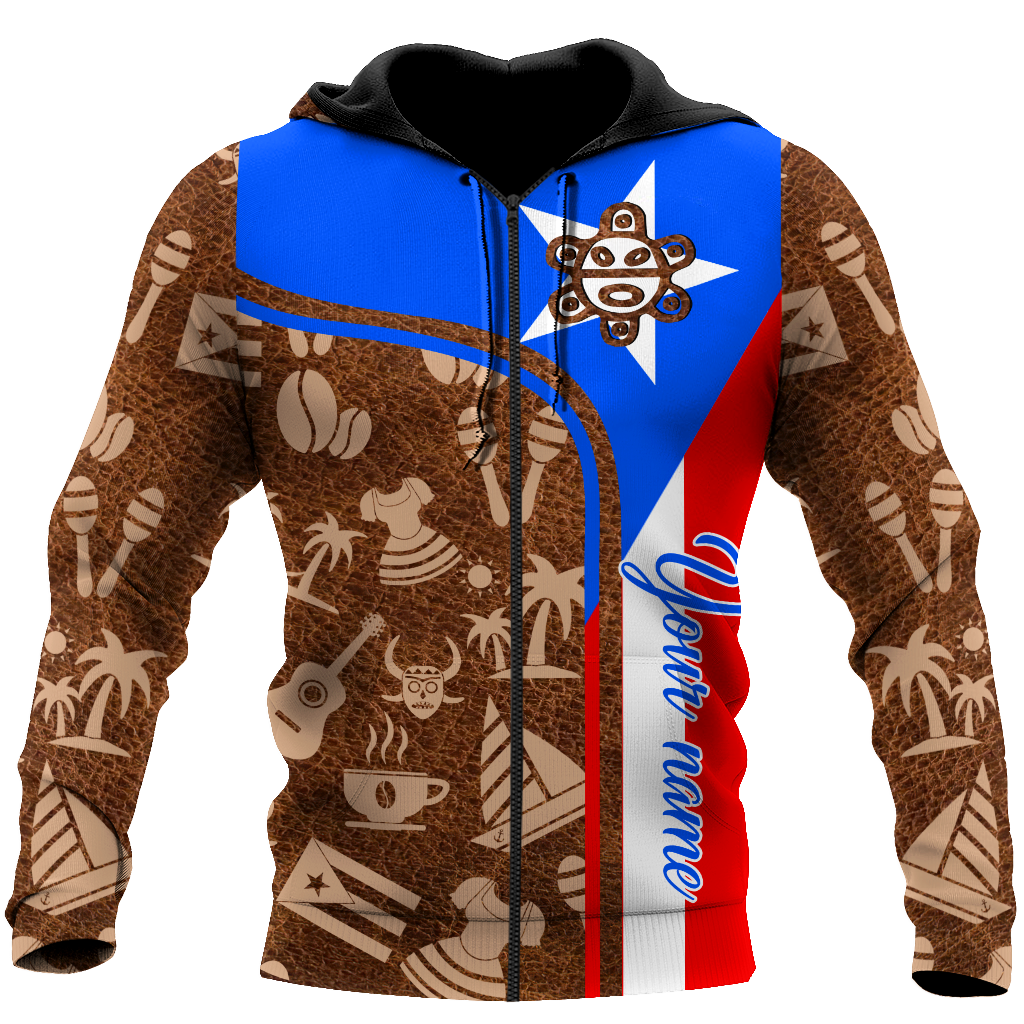 Customize Name Puerto Rico Symbol Hoodie For Men And Women
