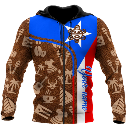 Customize Name Puerto Rico Symbol Hoodie For Men And Women