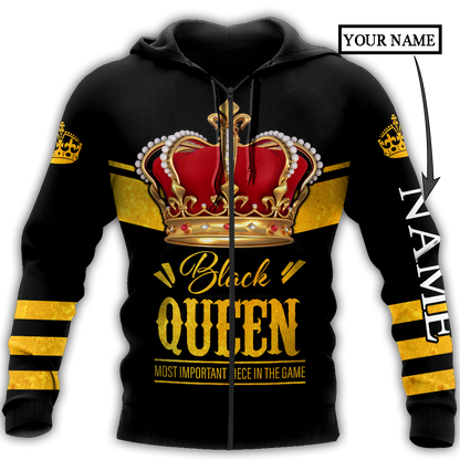 African Culture Custom Name Black Queen Unisex Hoodie ML