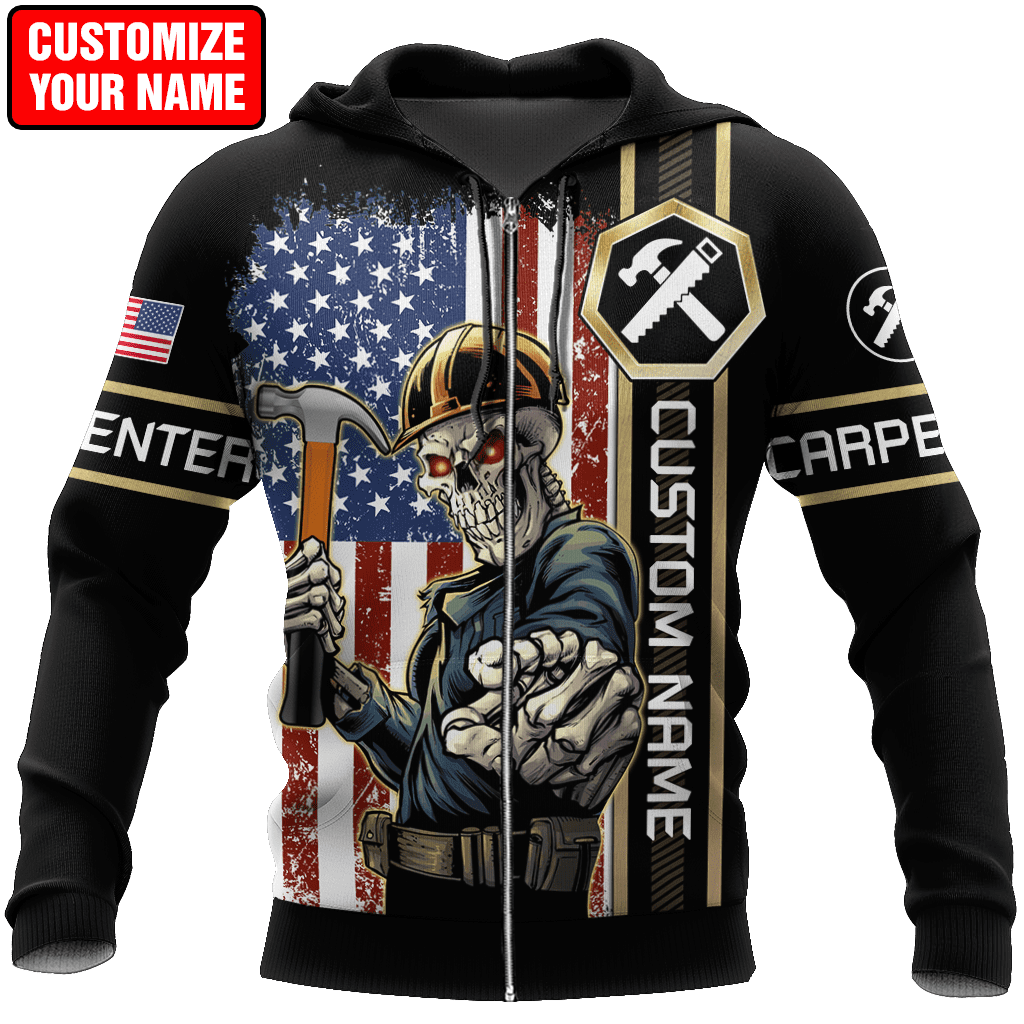 Personalized Name American Carpenter 3D All Over Printed Unisex Shirts