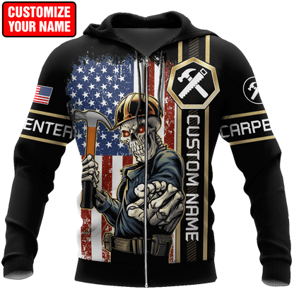 Personalized Name American Carpenter 3D All Over Printed Unisex Shirts