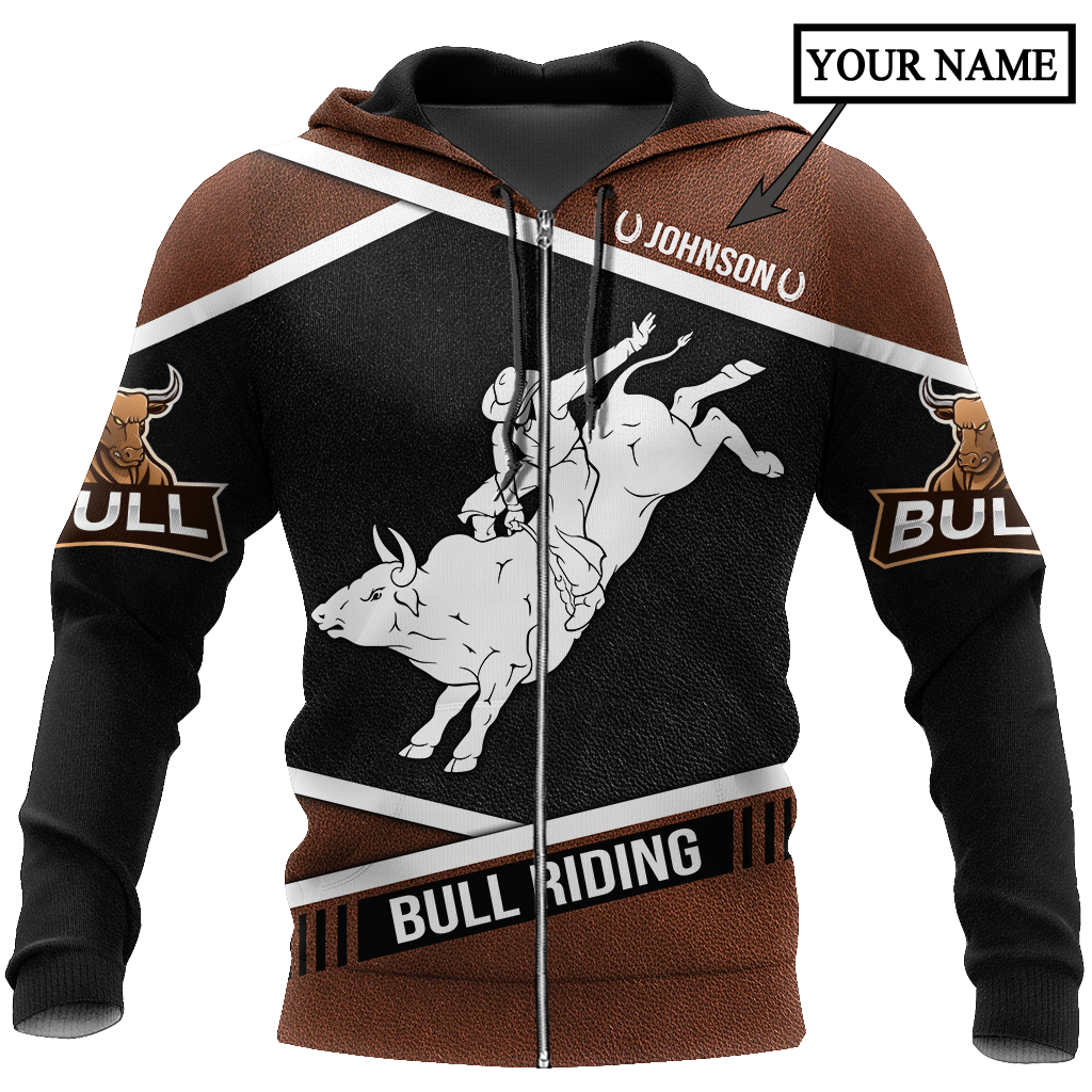 Customize Name Bull Riding 3D All Over Printed Unisex Shirts Love Bull