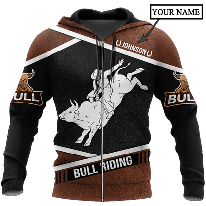 Customize Name Bull Riding 3D All Over Printed Unisex Shirts Love Bull