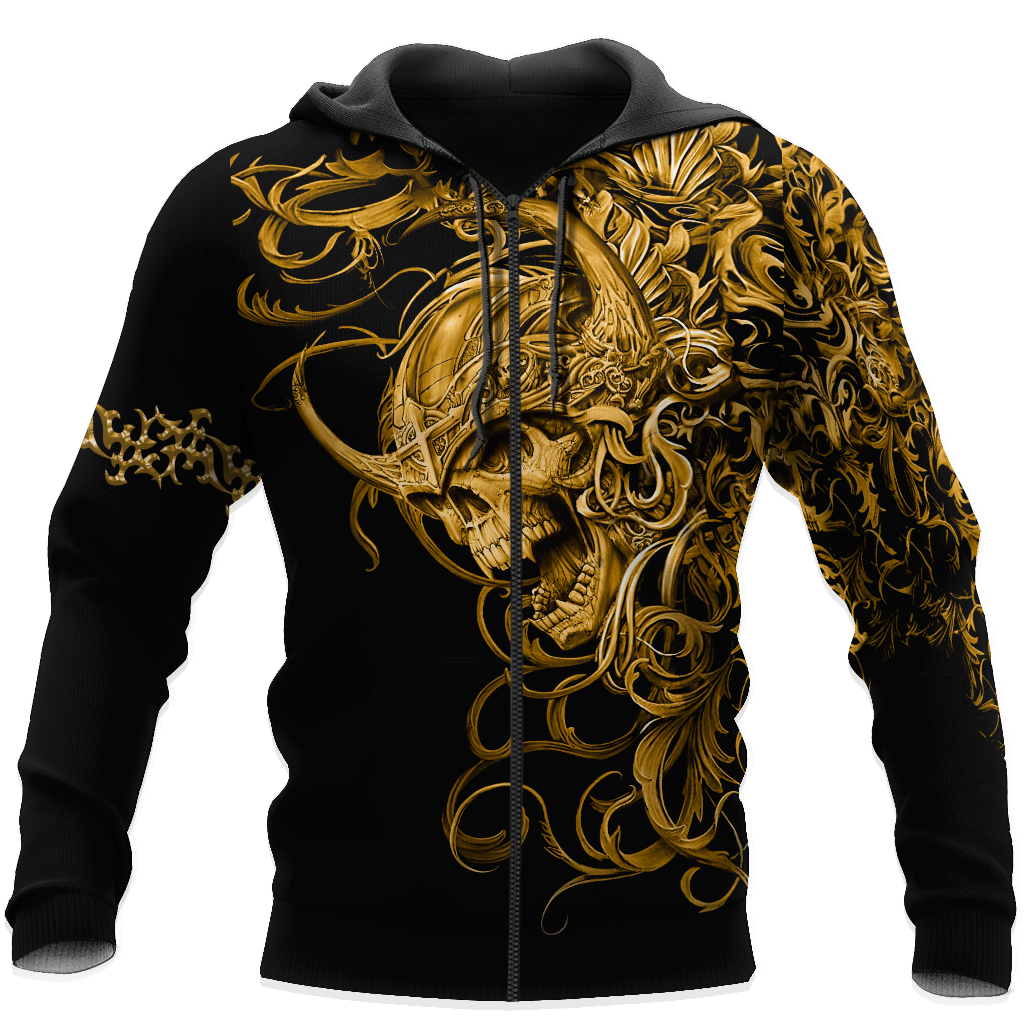 Premium Skull 3D All Over Printed Unisex Shirts Golden Warrior