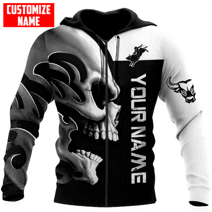Personalized Name Rodeo Skull 3D All Over Printed Unisex Shirts Bull Riding