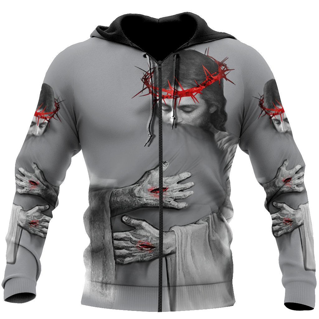 In the Arms of Lord v1 Grey Tone - Christian - 3D All Over Printed Style for Men and Women