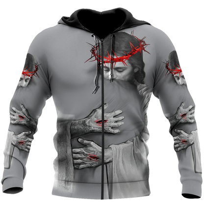 In the Arms of Lord v1 Grey Tone - Christian - 3D All Over Printed Style for Men and Women