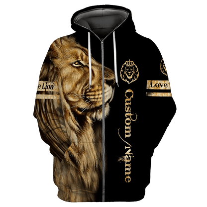 Customize Name King Lion 3D All Over Printed Unisex Shirt