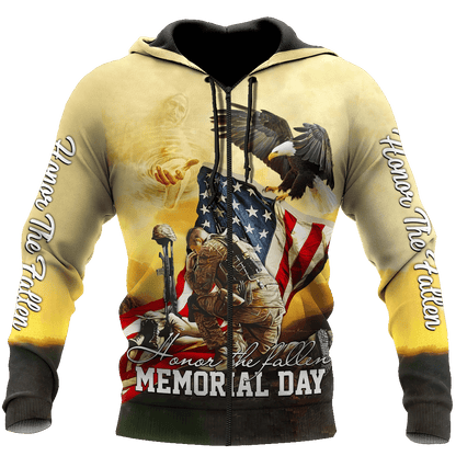 Honor the Fallen Memorial Day US Veteran 3D All Over Printed Unisex Hoodie