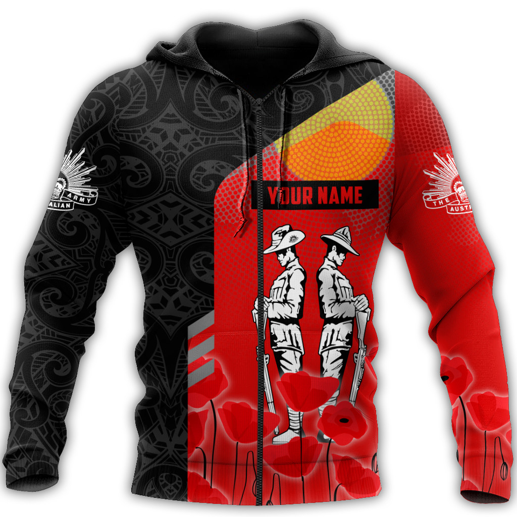 Premium Unisex Hoodie Personalized Remember Anzac Day Maori Tattoo And Aboriginal ML