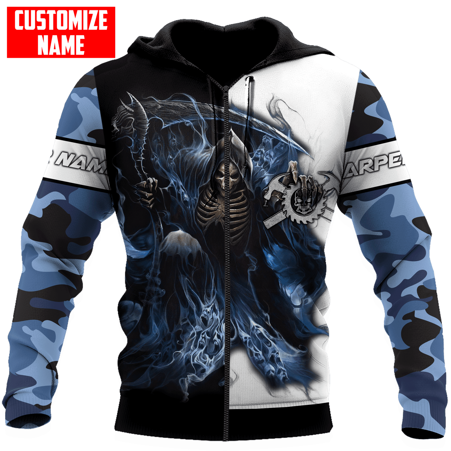 Personalized Name Carpenter 3D All Over Printed Unisex Blue Camo
