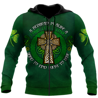 Premium Unisex Hoodie Irish St.Patrick  Celtic Cross And Shamrock  ML
