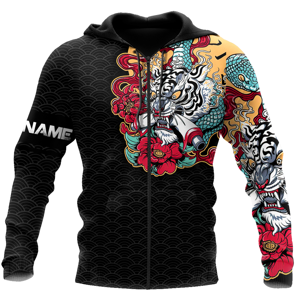 Custom Name Japanese Tiger 3D All Over Printed Unisex Shirts