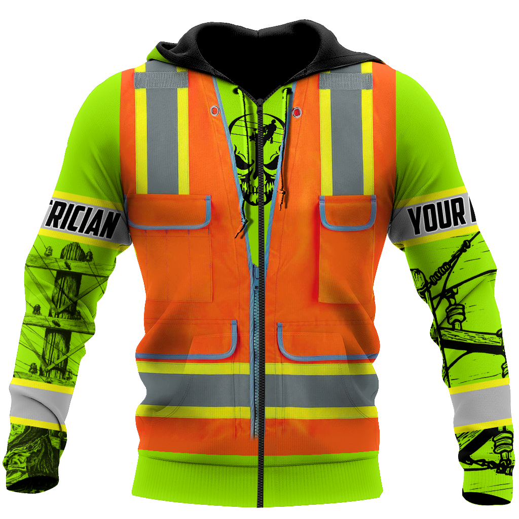 Electrician And Lineman Personalized Safety 3D All Over Printed Premium Unisex Hoodie ML