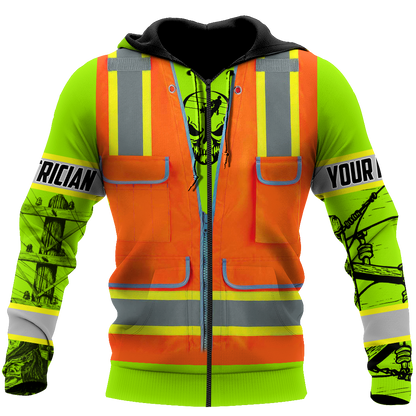 Electrician And Lineman Personalized Safety 3D All Over Printed Premium Unisex Hoodie ML
