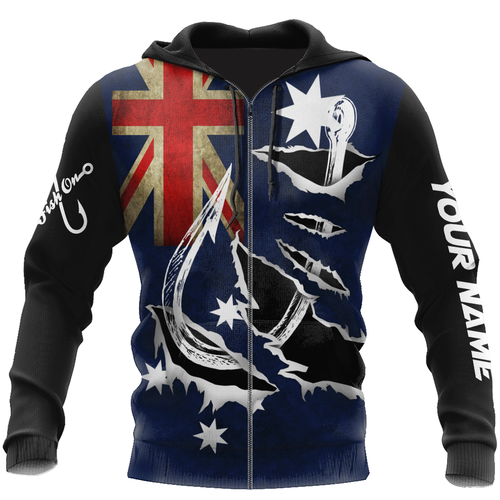 Tmarc Tee Custom name Hooked on fishing Australia design 3d print shirts