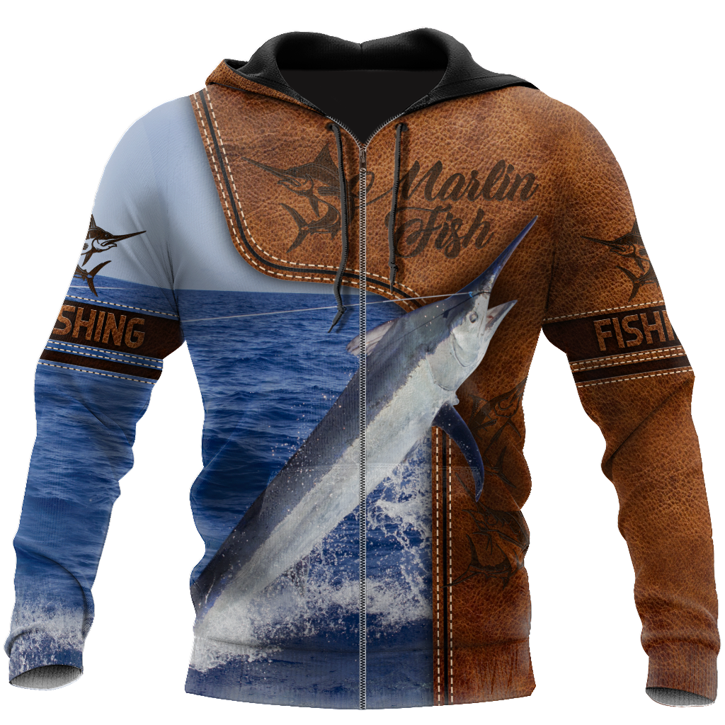 Marlin Fishing water camo Cosplay leather 3D print shirts