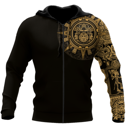Aztec Mexican Yellow 3D All Over Printed Unisex Hoodie no2