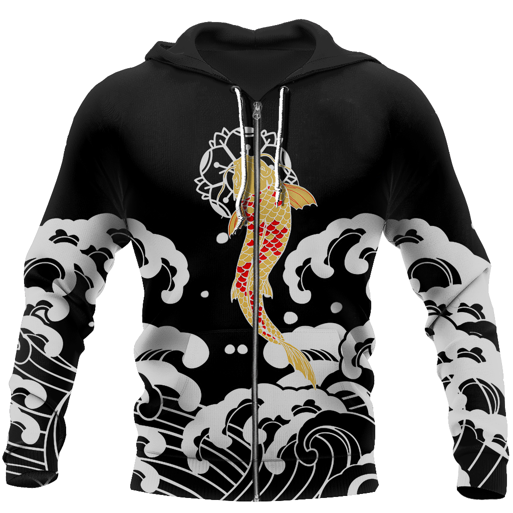 Koi Fish Black Hoodie HC3703 - Amaze Style™-Apparel