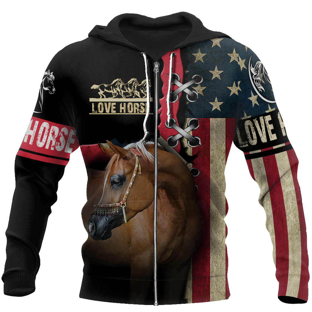 Love Horse shirt flag design Daily Fashion - Winter Set for Men and Women JJ271203 - Amaze Style™-Apparel