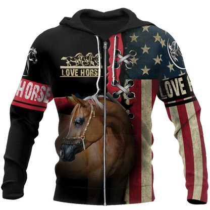 Love Horse shirt flag design Daily Fashion - Winter Set for Men and Women JJ271203 - Amaze Style™-Apparel