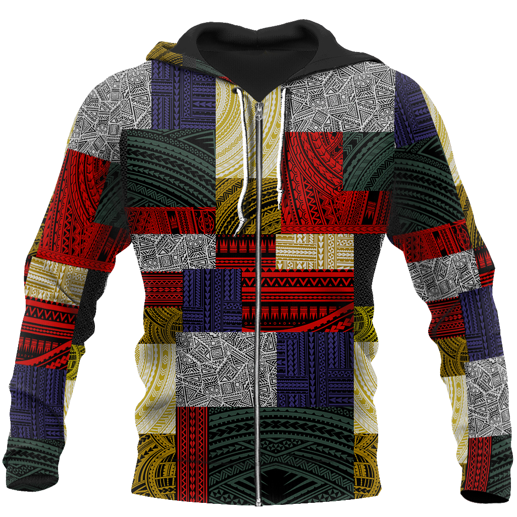 Polynesian All Over Hoodie Design Retro Patchwork JJ310101 PL - Amaze Style™-Apparel