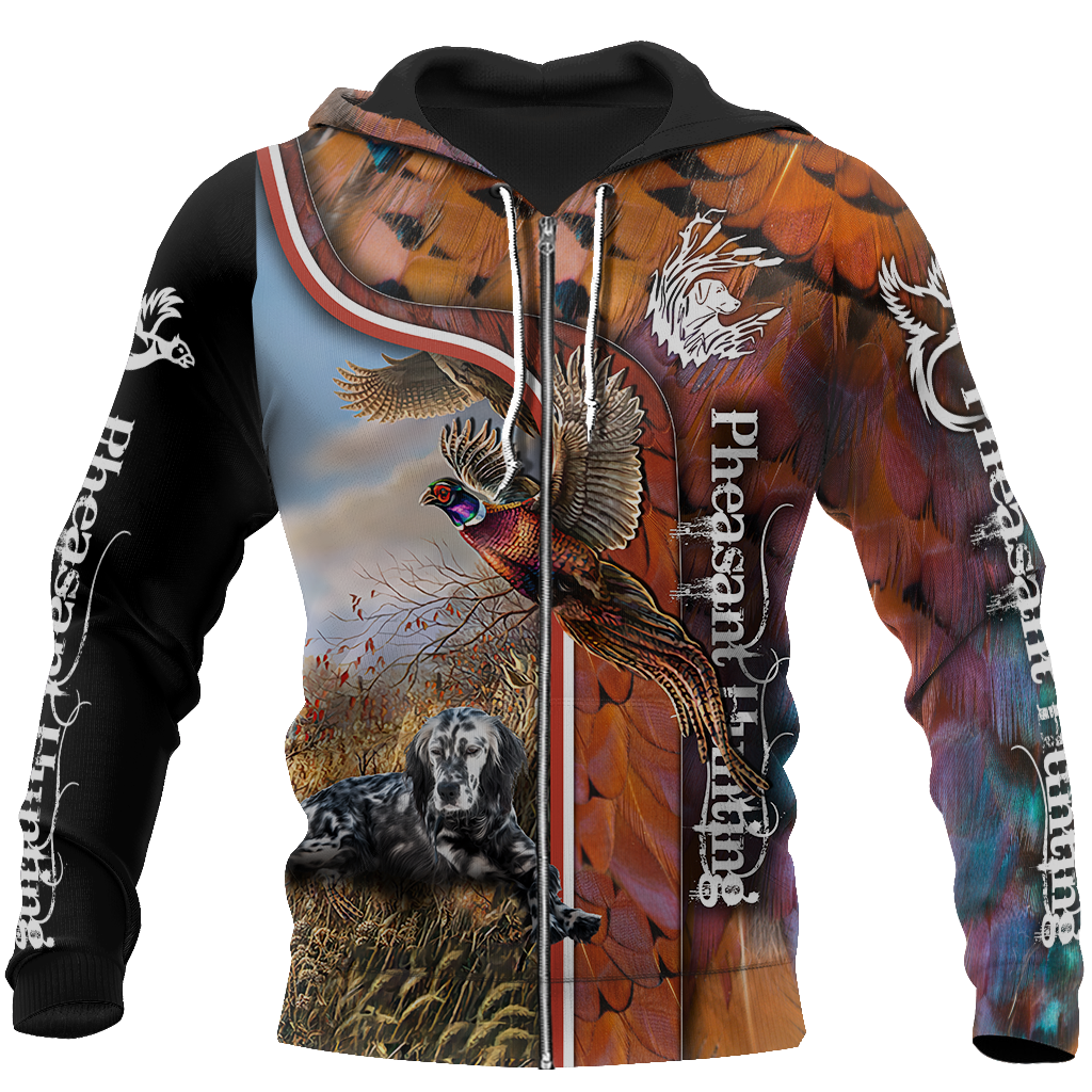 Pheasant Hunting Setter 3D All Over Printed Shirts For Men And Women JJ050202-Apparel-MP-Zipped Hoodie-S-Vibe Cosy™