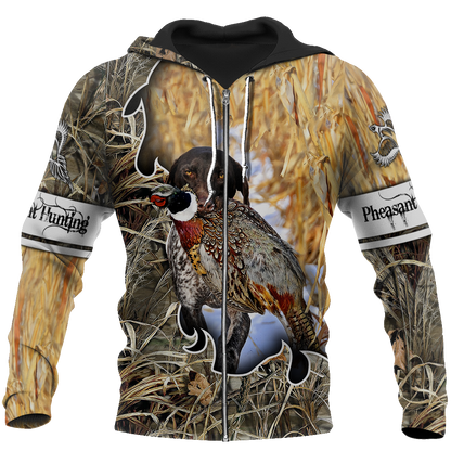 Pheasant Hunting German Shorthaired Pointer 3D All Over Printed Shirts For Men And Women JJ190201-Apparel-MP-Zipped Hoodie-S-Vibe Cosy™