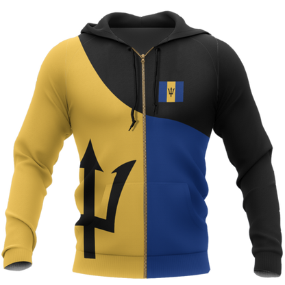 Barbados Flag Curve Concept Pullover Hoodie - Amaze Style™-Apparel