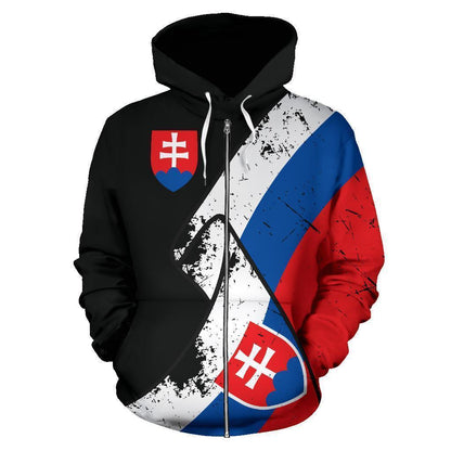 Slovakia Special Grunge Flag Zipper Hoodie - Amaze Style™-Apparel