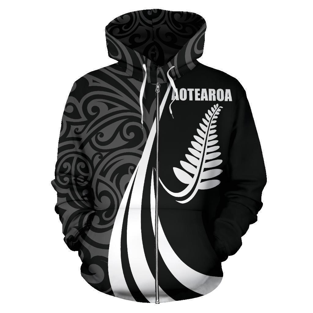 New Zealand Maori Silver Fern Hoodie White PL148 - Amaze Style™-Apparel