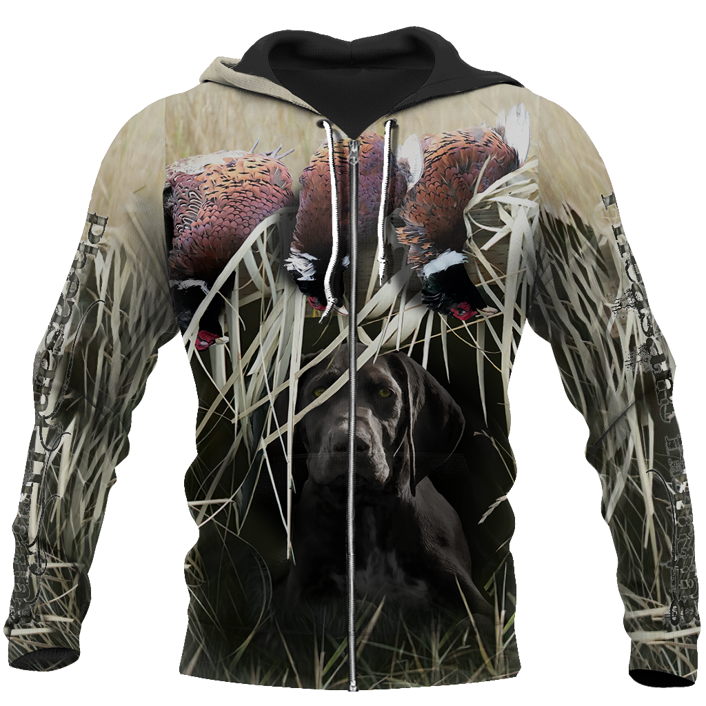 Pheasant Hunting German Shorthaired Pointer 3D All Over Printed Shirts For Men And Women JJ180201-Apparel-MP-Zipped Hoodie-S-Vibe Cosy™