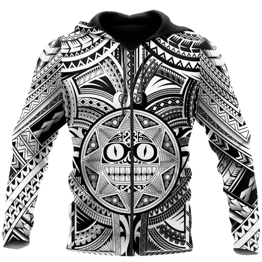 Amazing Polynesian Tattoo And Hawaii Hoodie-ML-Apparel-ML-Zipped Hoodie-S-Vibe Cosy™