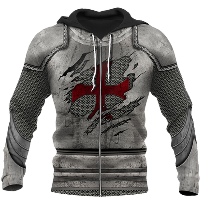 Knight Templar 3D All Over Printed Hoodie Chainmail JJ260201-Apparel-MP-zip-up hoodie-S-Vibe Cosy™