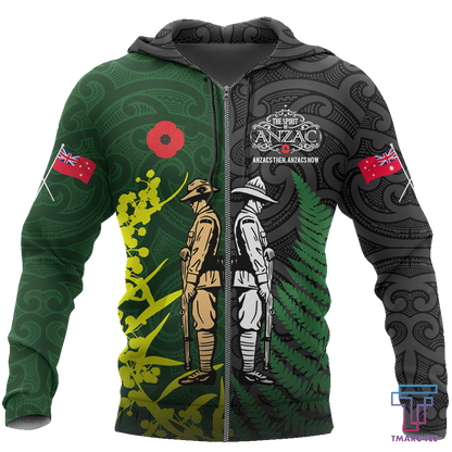 Tmarc Tee The ode remembrance Kiwi and Australia Soldier 3D print shirts