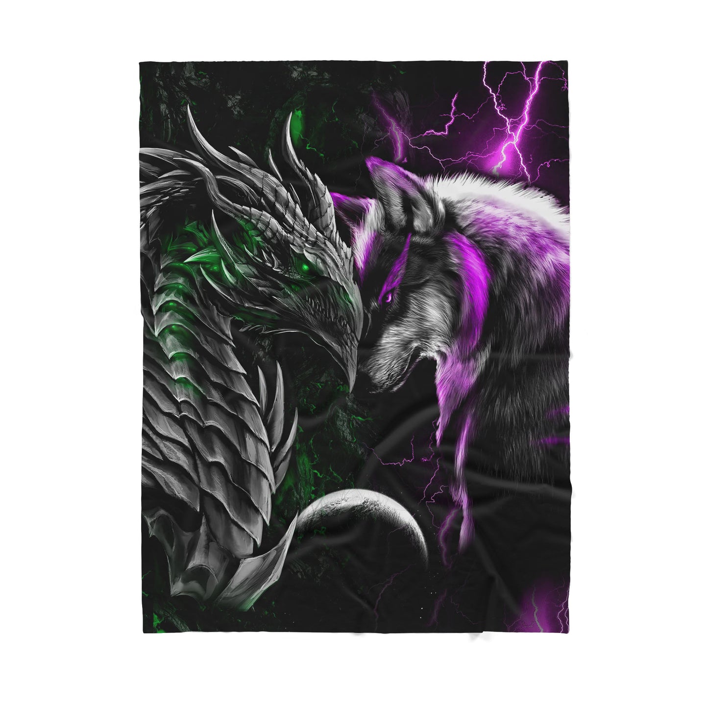 Custom Blanket Dragon and Wolf - Gift For My Family - Sherpa Blanket HG