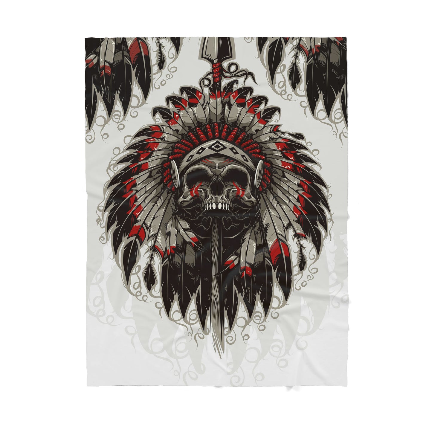 Skull Native American Sherpa Blanket